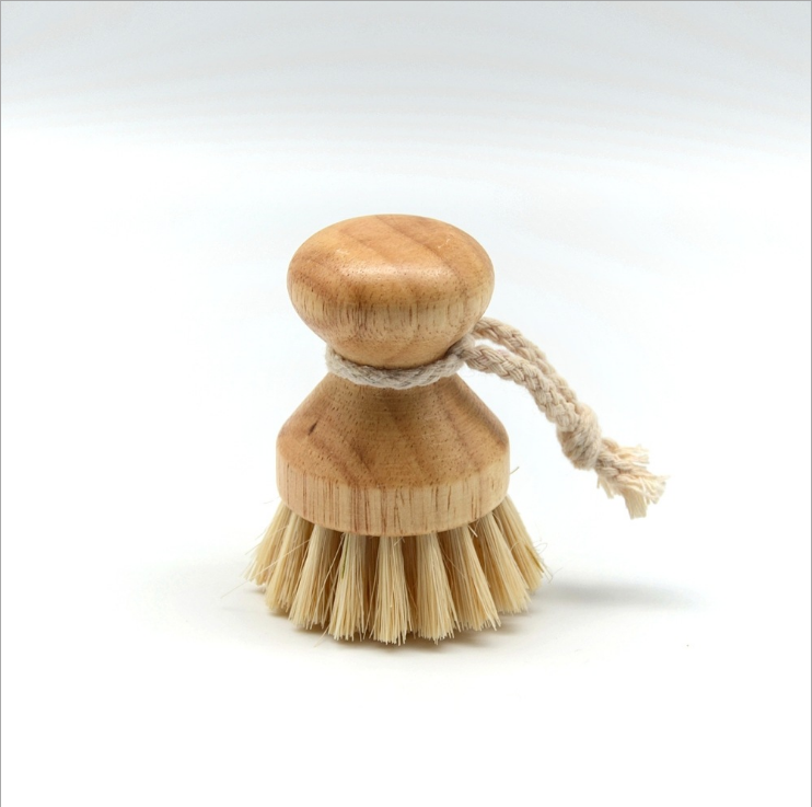 Bamboo Round Mini Palm Scrub Brush,Stiff Bristles,Wet Cleaning Scrubber,Wash Dishes,Pots,Vegetables for Kitchen ,Bathroom.